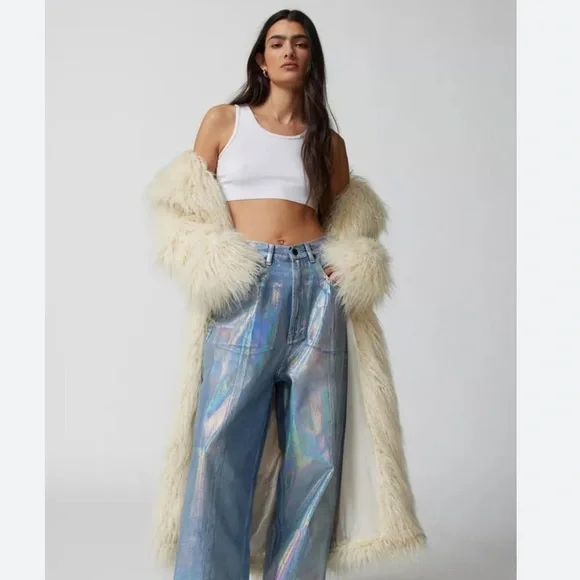 Neon Denim Leroi Coated iridescent Wide-Leg Jean size 25 NWT - Picture 3 of 13